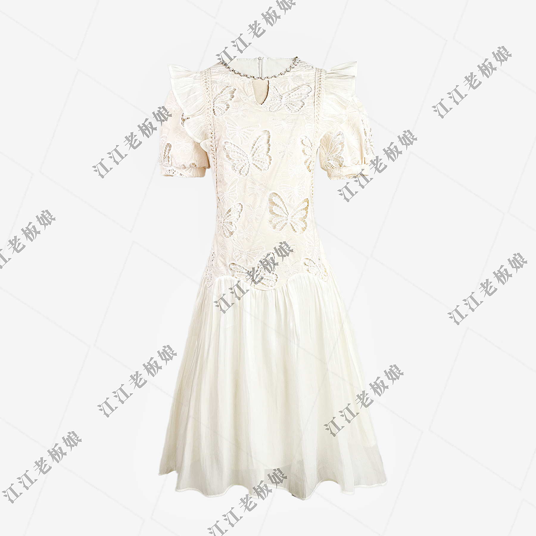 【现货下播发】法式长裙蕾丝显瘦气质白色轻奢时尚夏季W2521451