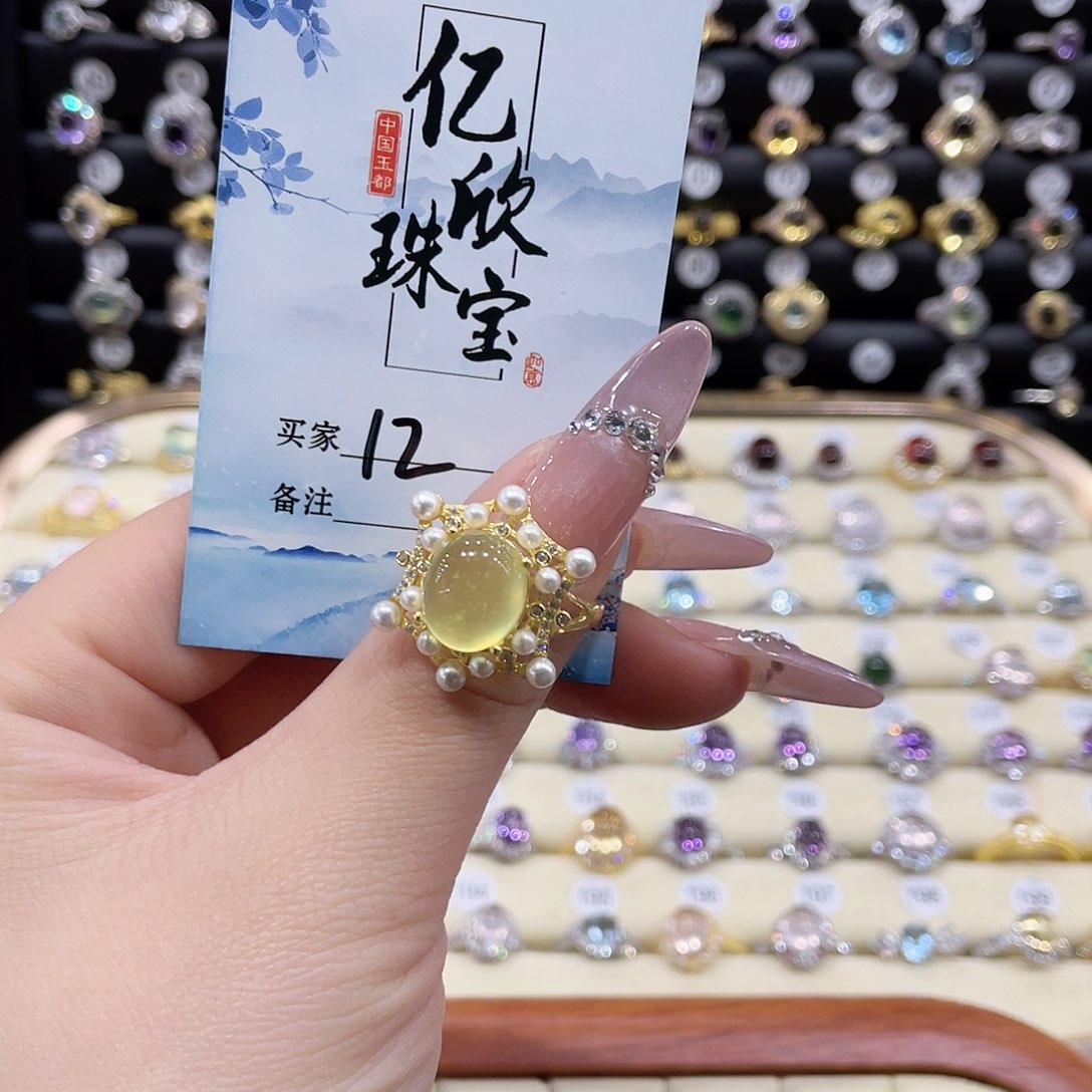 蛇纹石玉戒指银S925镶嵌7**W戒指12