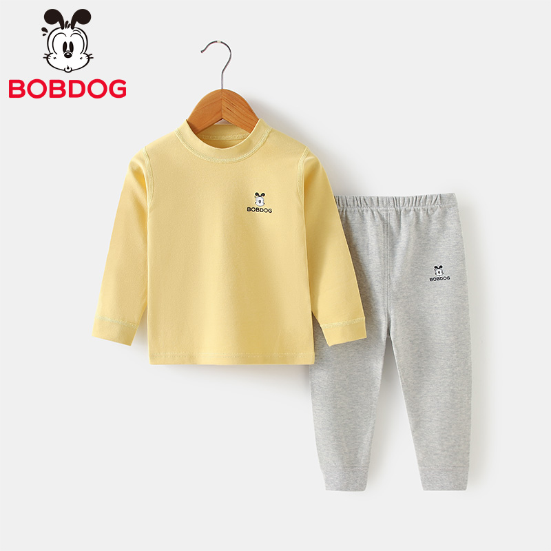 100%全棉260克巴布豆儿童秋衣秋裤套装韩版男童长袖家居服睡衣