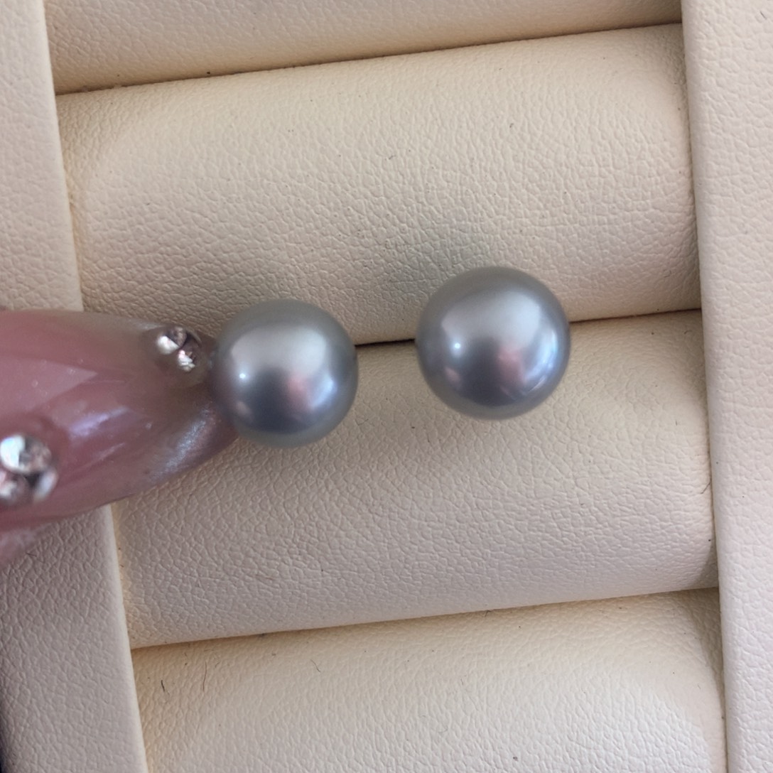 海水珍珠耳饰银S925镶嵌
