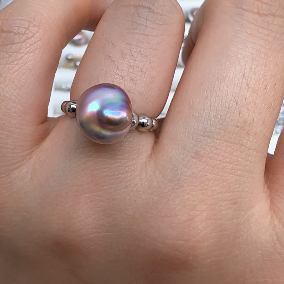 戒指银S925镶嵌淡水珍珠