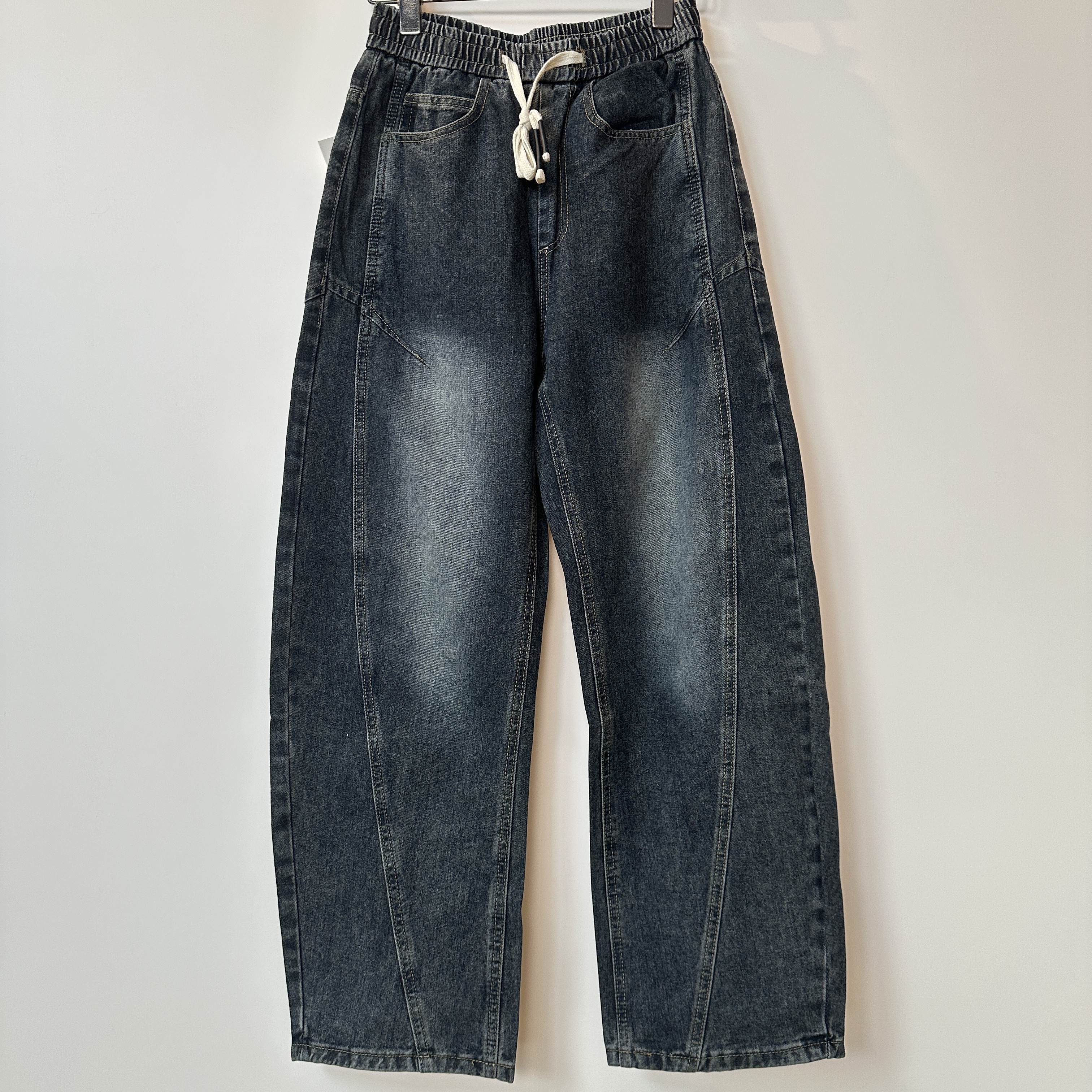 牛仔裤宽松裤子阔腿秋冬弯刀裤休闲水洗长裤美式休闲风直筒女裤