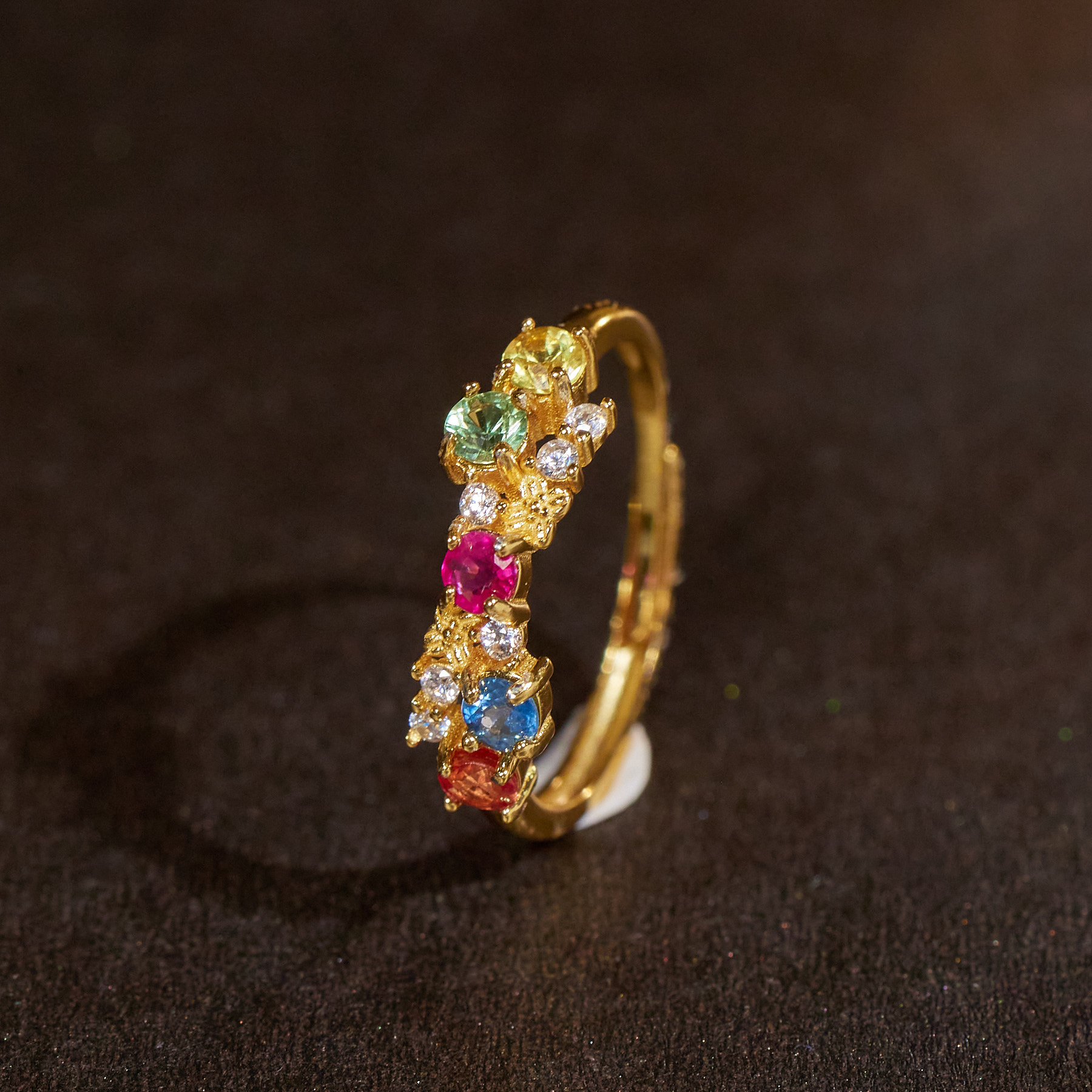 【歪歪】彩蓝宝戒指*S925镶嵌W9480