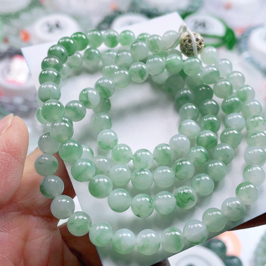 翡翠未镶嵌项链天然翡翠项链6.5mm