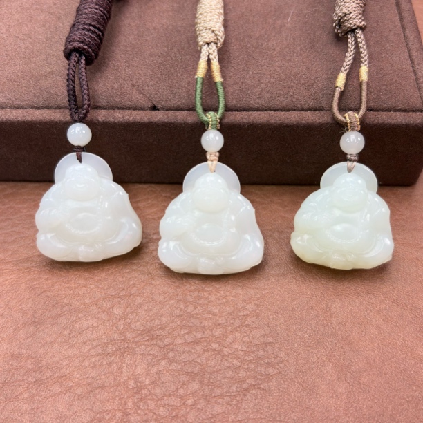 和田玉白玉弥勒佛公吊坠新中式送礼物