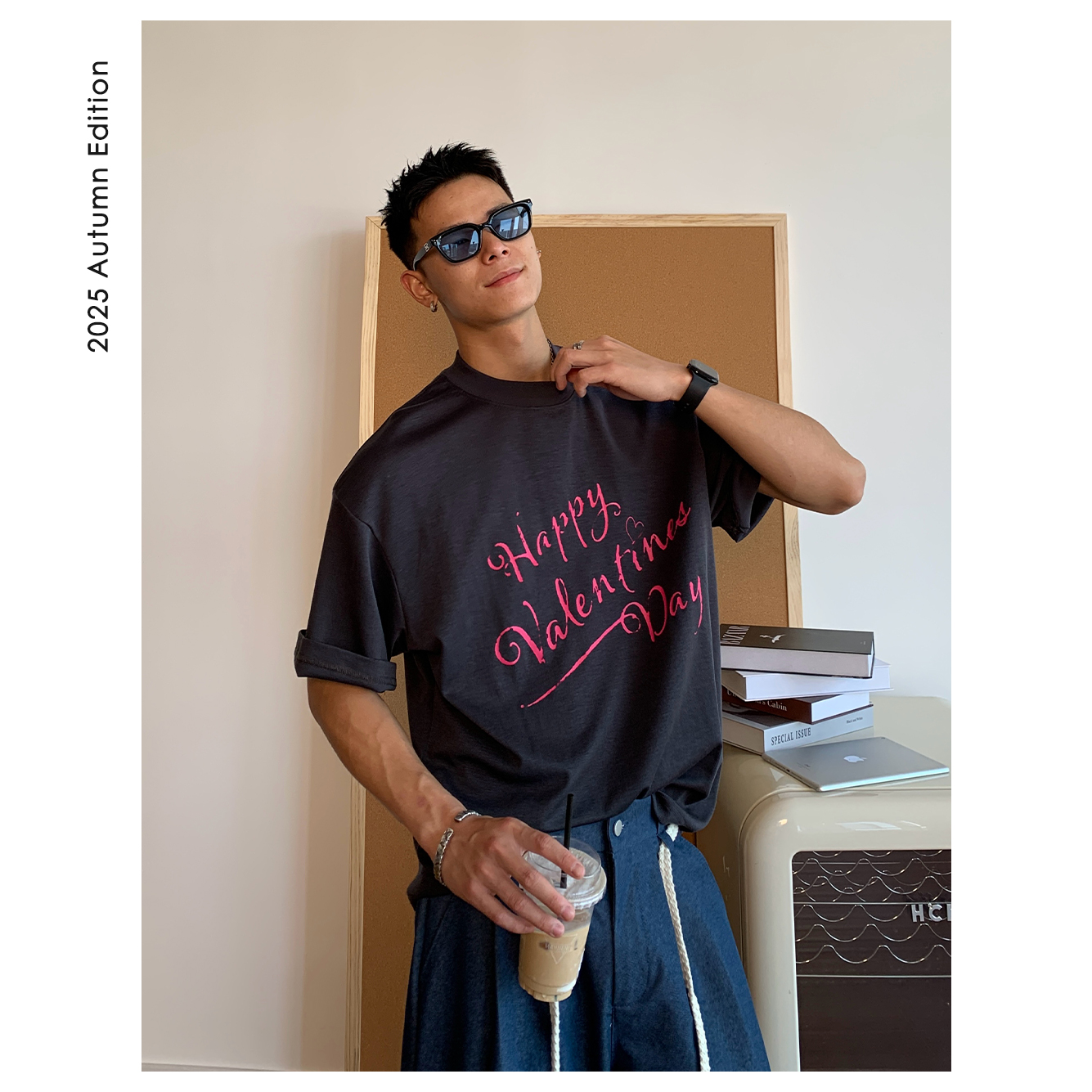 ZICHENG 25ss夏季 300g纯棉 3D字母印花 男士休闲廓形百搭字母T恤