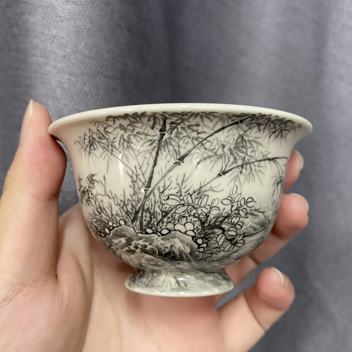 微瑕 福利 墨彩竹撇口杯