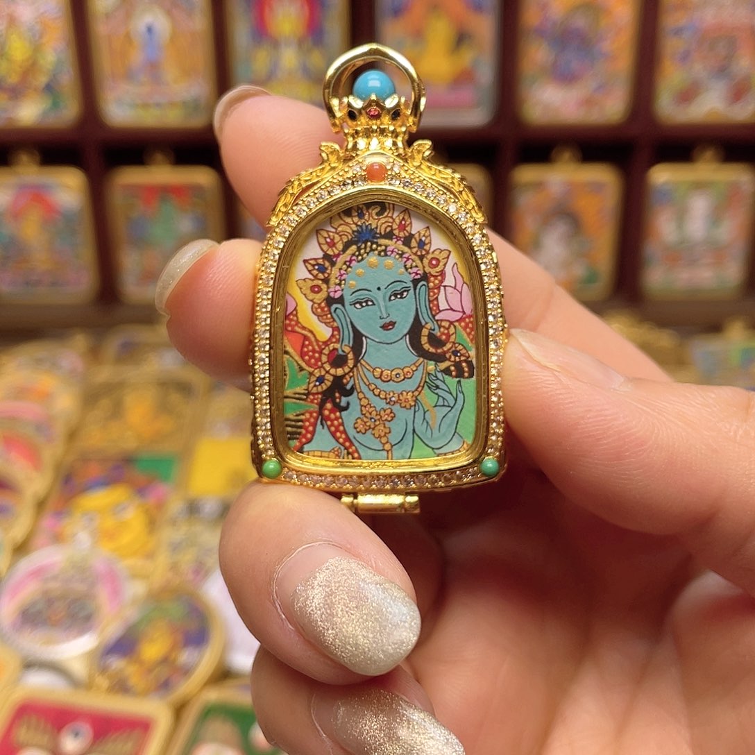 吊坠纯手绘唐卡绿妈妈