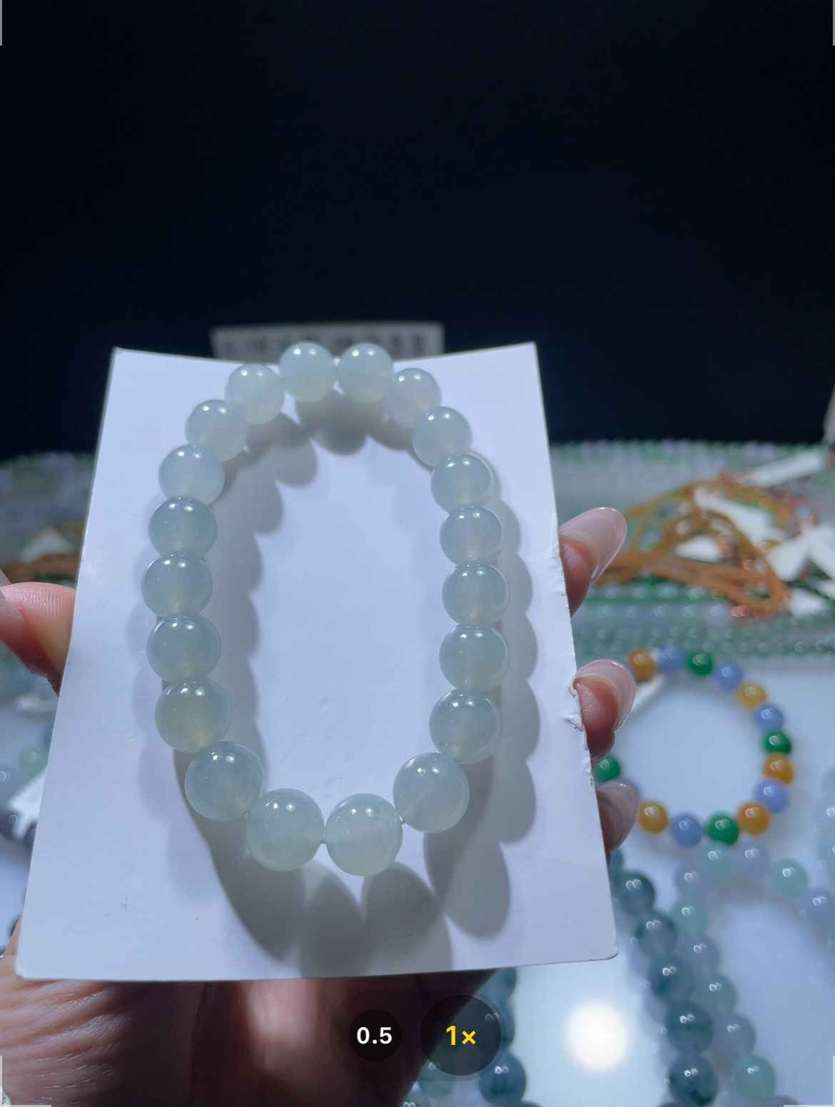 定制未镶嵌翡翠A货 卡9.6超值冰晴串