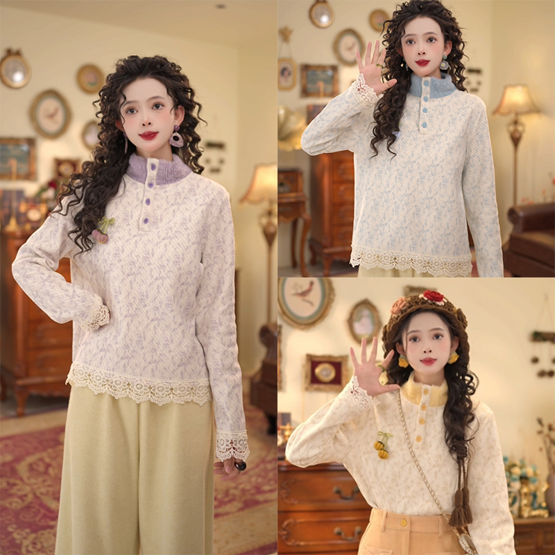 扣子家【春日来信】加绒加厚半高领T恤冬季厚款内搭上衣KK0726581