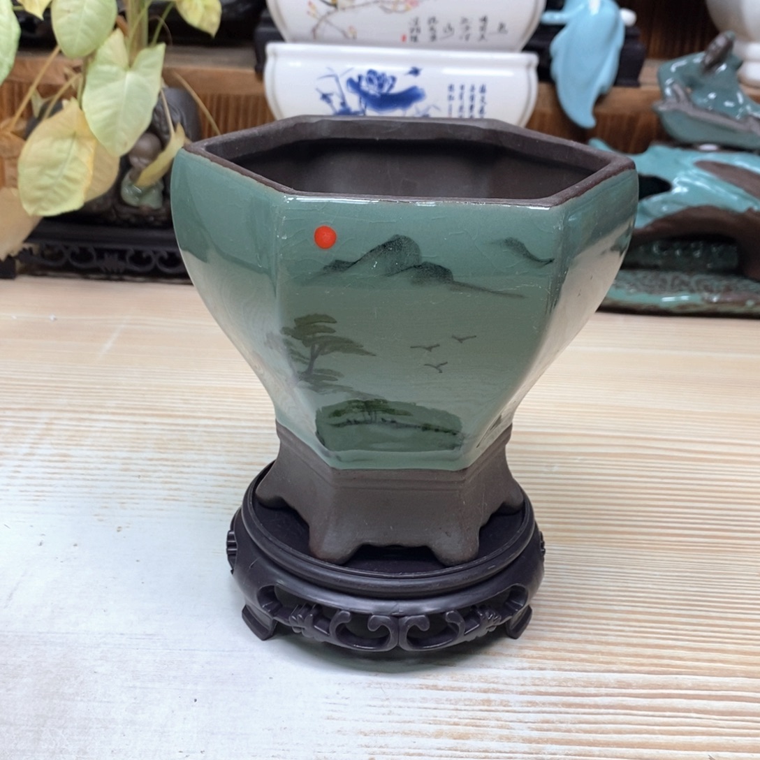 紫砂花盆陶瓷艺术花盆陶瓷