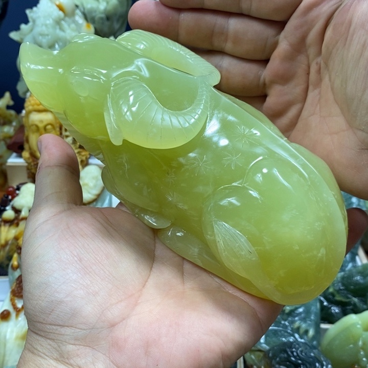 未镶嵌蛇纹石玉珠宝奇石弓*锐