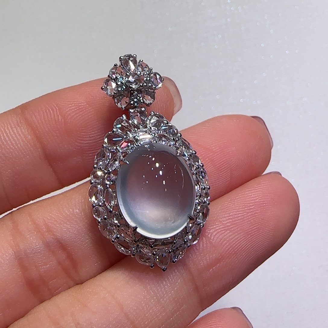 翡翠吊坠(不含链)18K金镶嵌吊坠