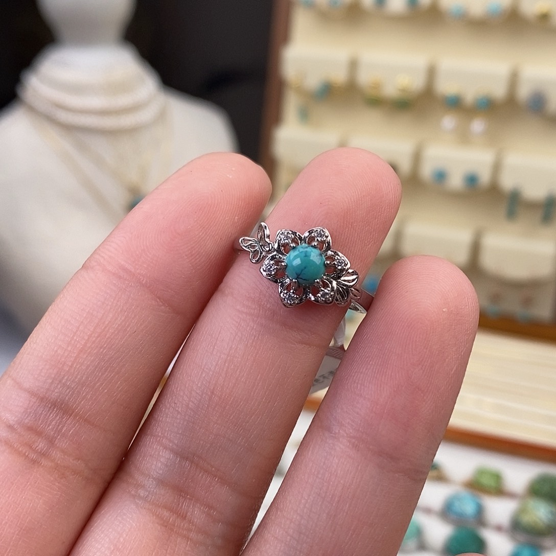 绿松石戒指银S925镶嵌