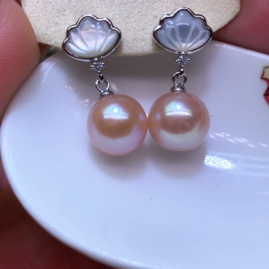 淡水珍珠耳饰银S925镶嵌