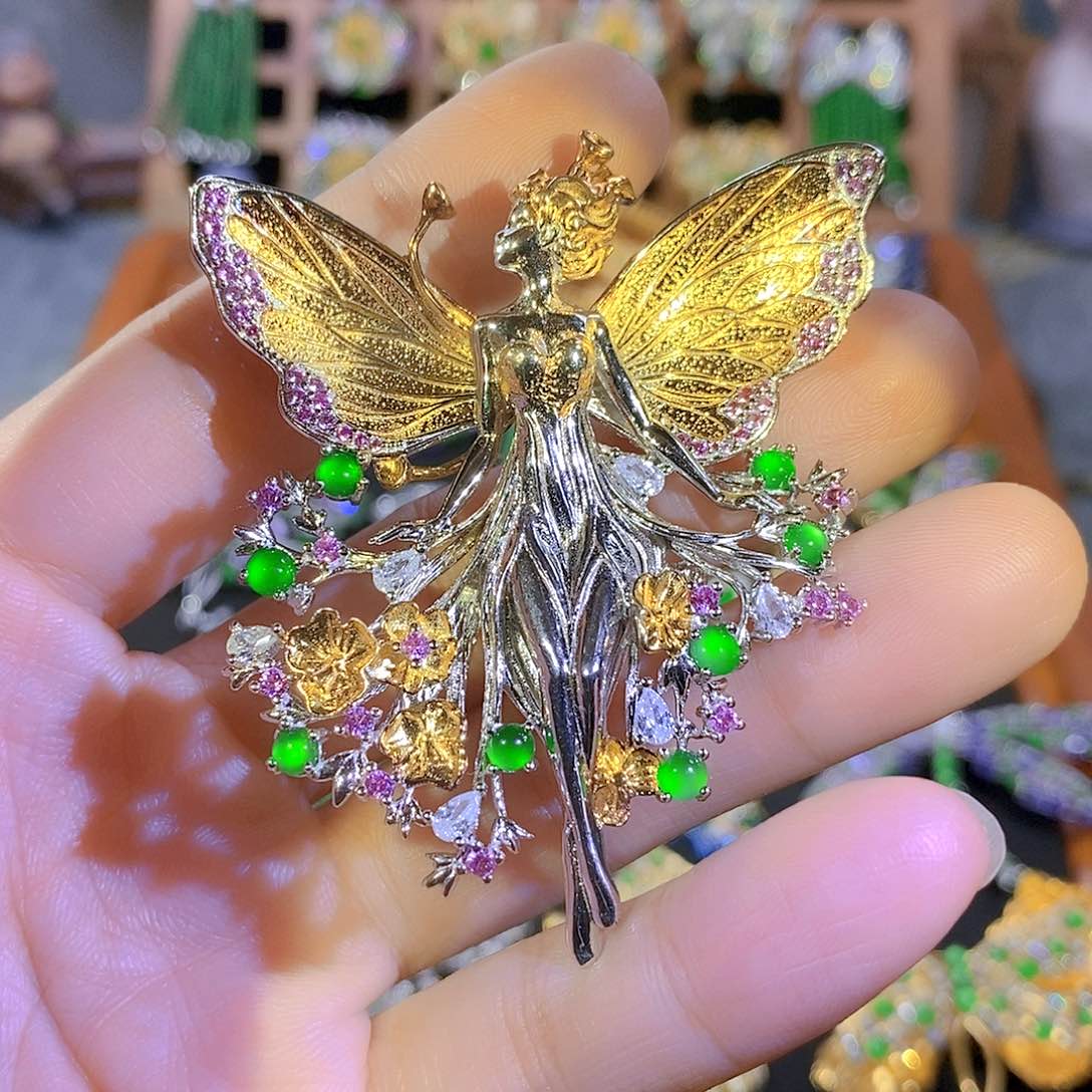 吊坠(不含链)银S925镶嵌翡翠