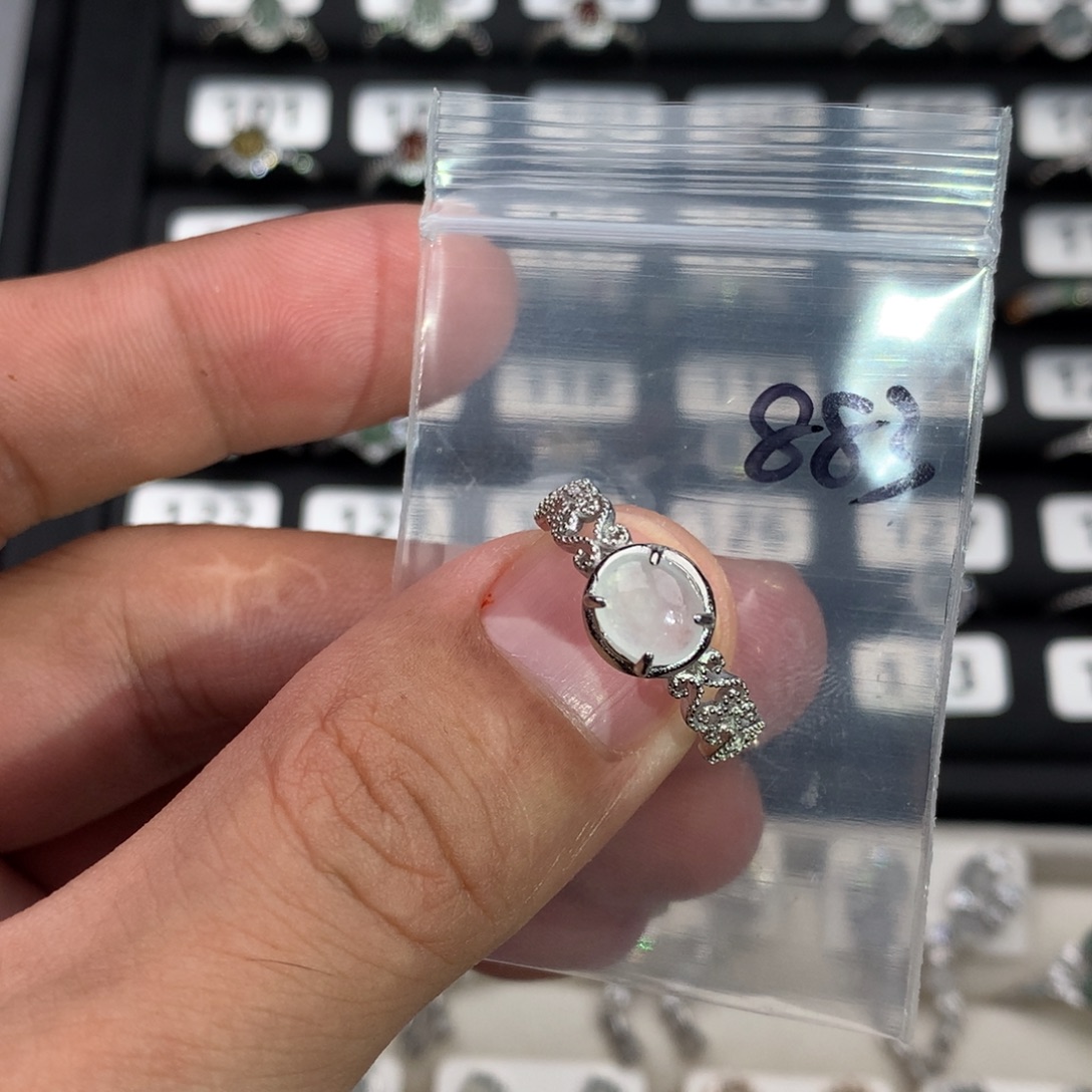 翡翠银S925镶嵌戒圈883