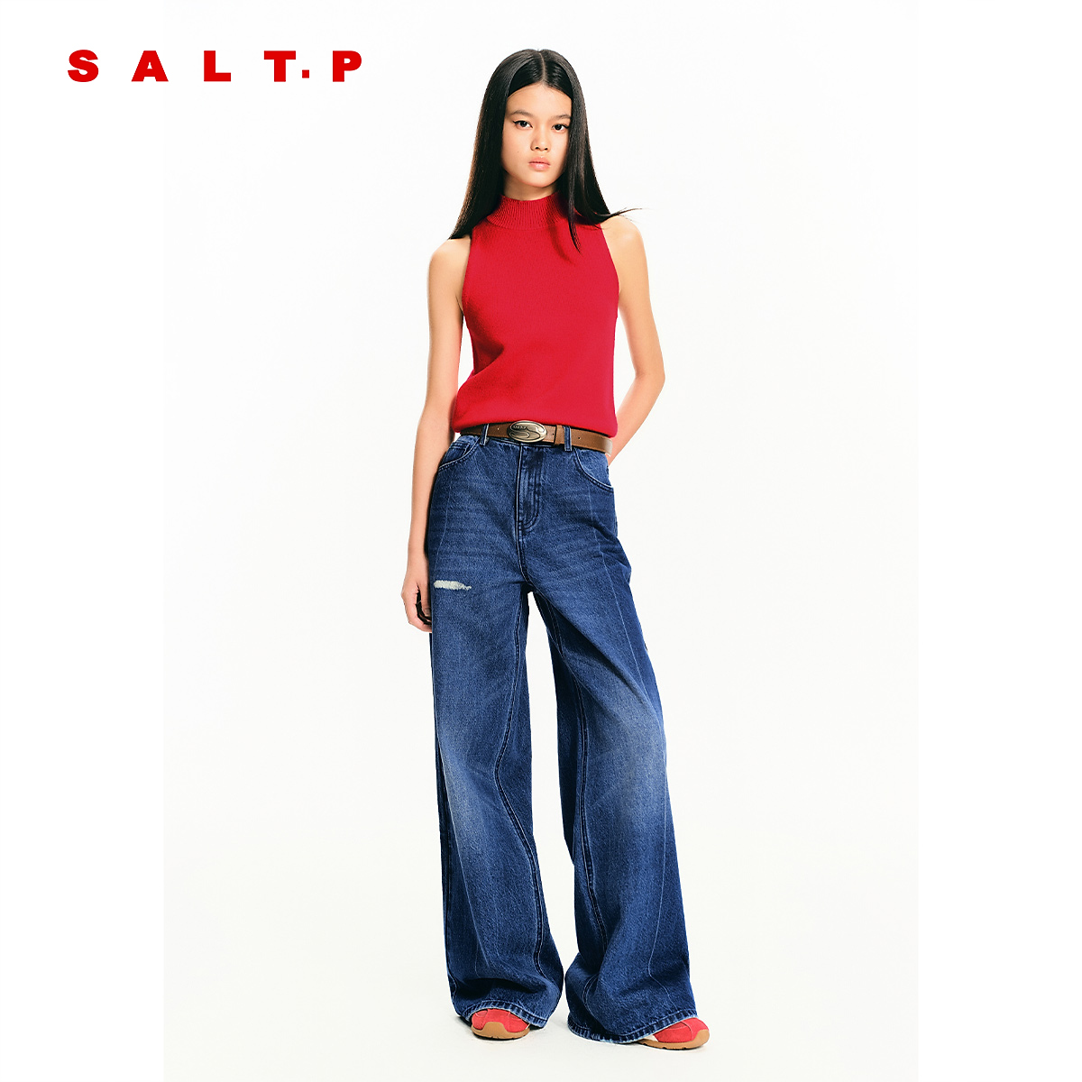 SALT.P可颜半高领基础毛织针织背心女100羊毛2026春季新款
