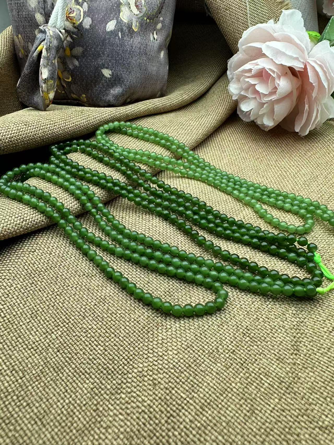 和田玉碧玉珠串时尚女款绿色百搭多圈长链多样性发货拍一发一