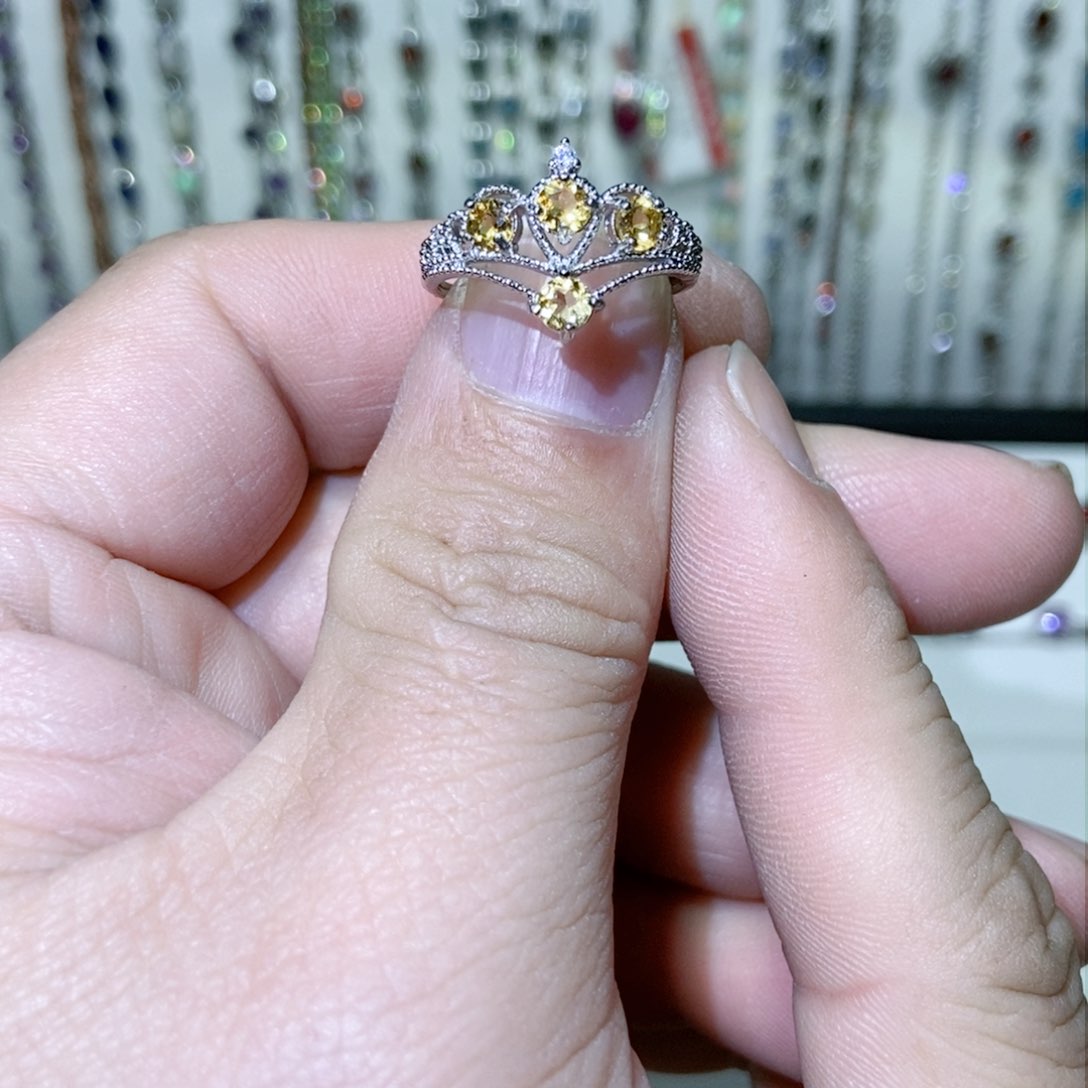 绿水晶戒指银S925镶嵌