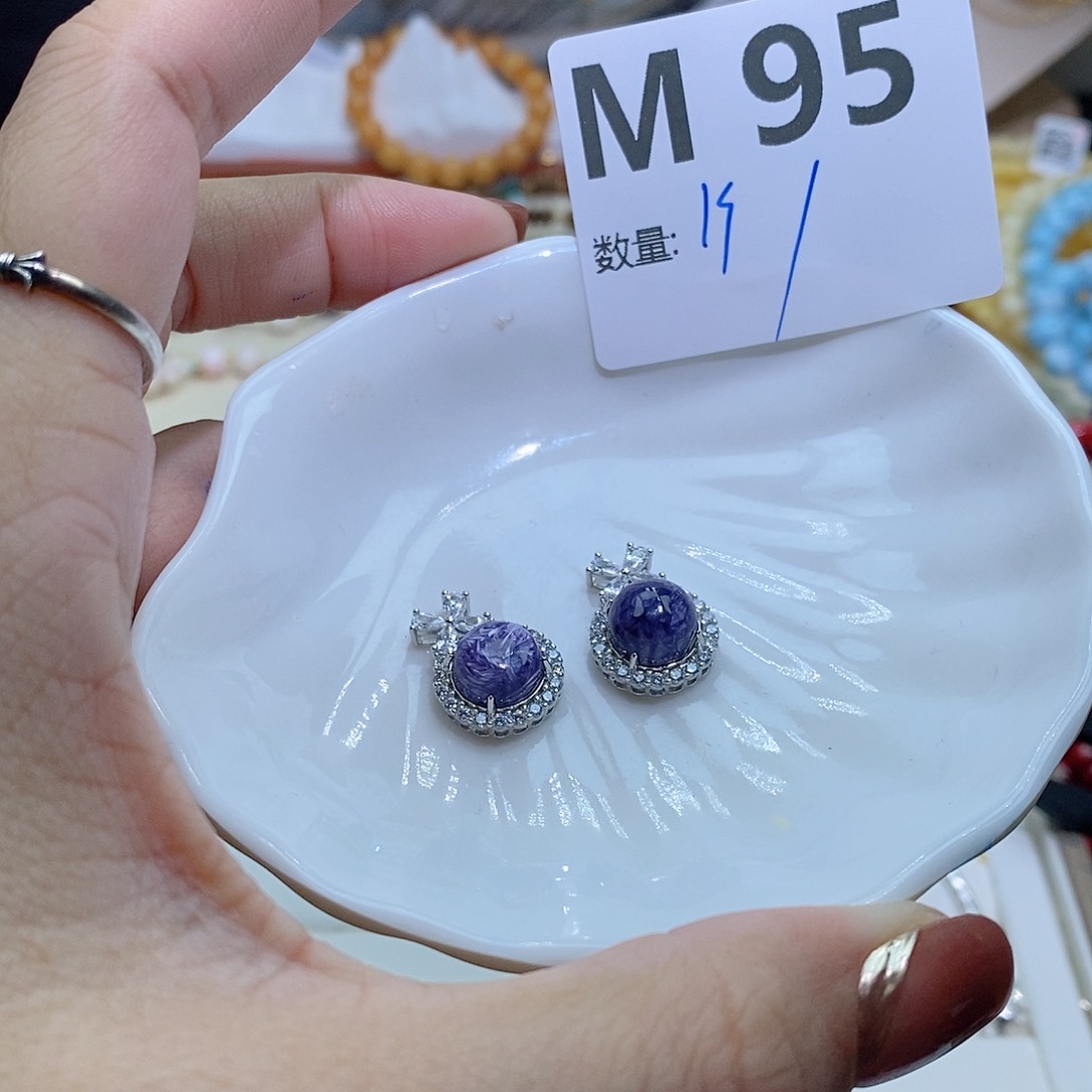查罗石（紫龙晶）珠宝半成品银S925镶嵌M95