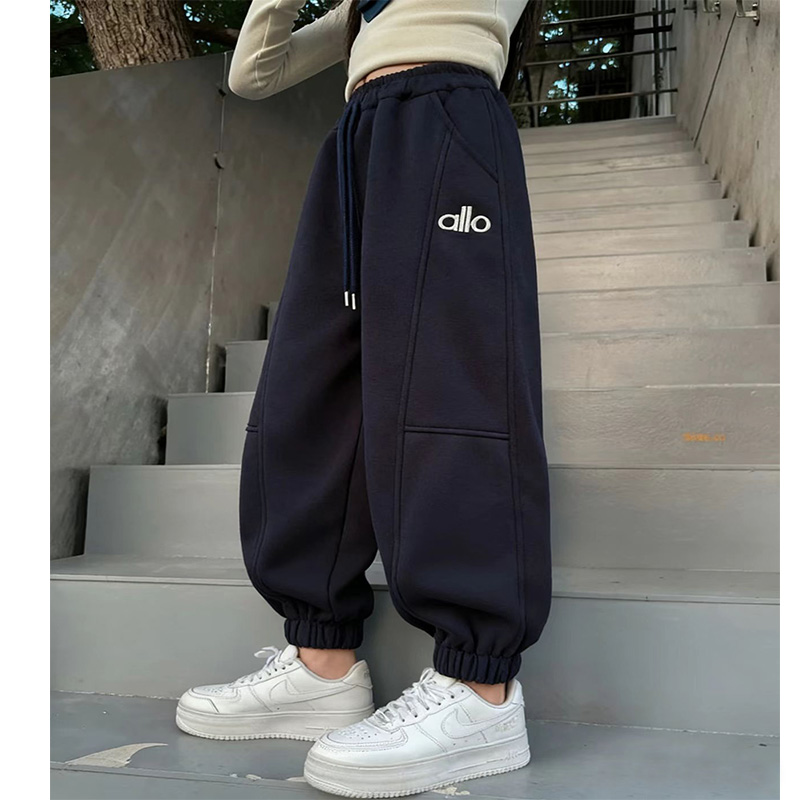 冬季加绒休闲裤加绒卫裤中大童弯刀裤宽松长裤