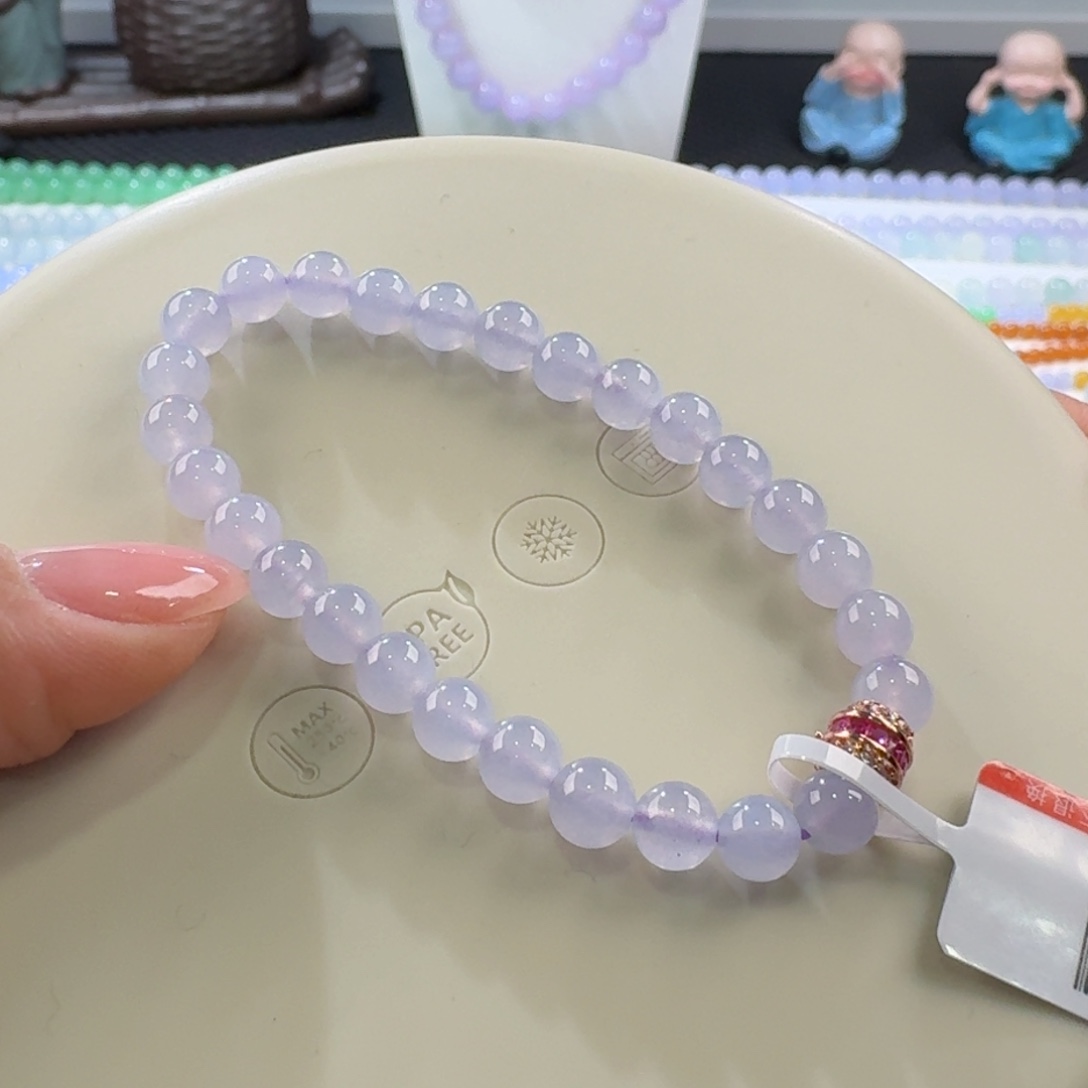 翡翠手链未镶嵌新款冰粉紫单圈6mm
