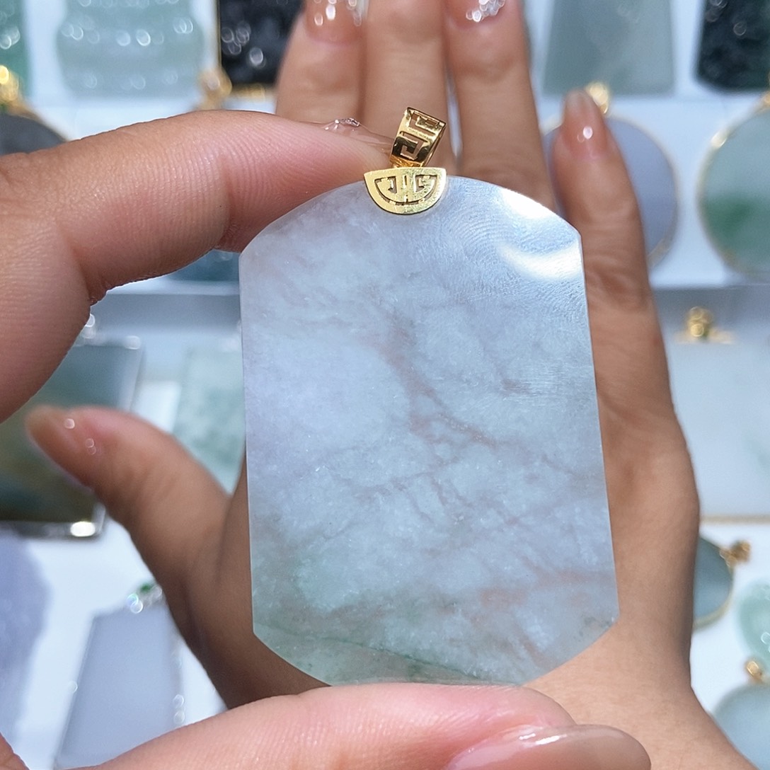 翡翠吊坠(不含链)18K金镶嵌