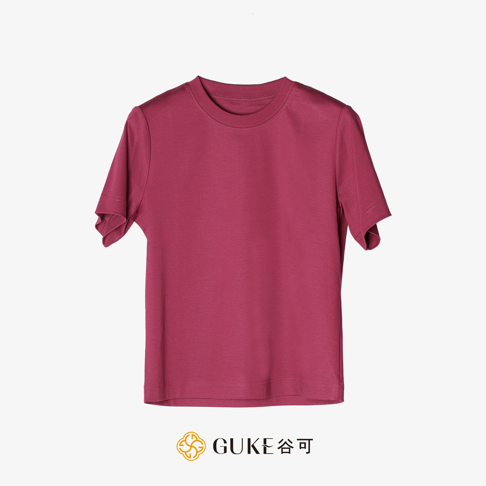 GKE/谷可C1128圆领针织t恤女春夏款修身显瘦打底短袖纯色百搭上衣