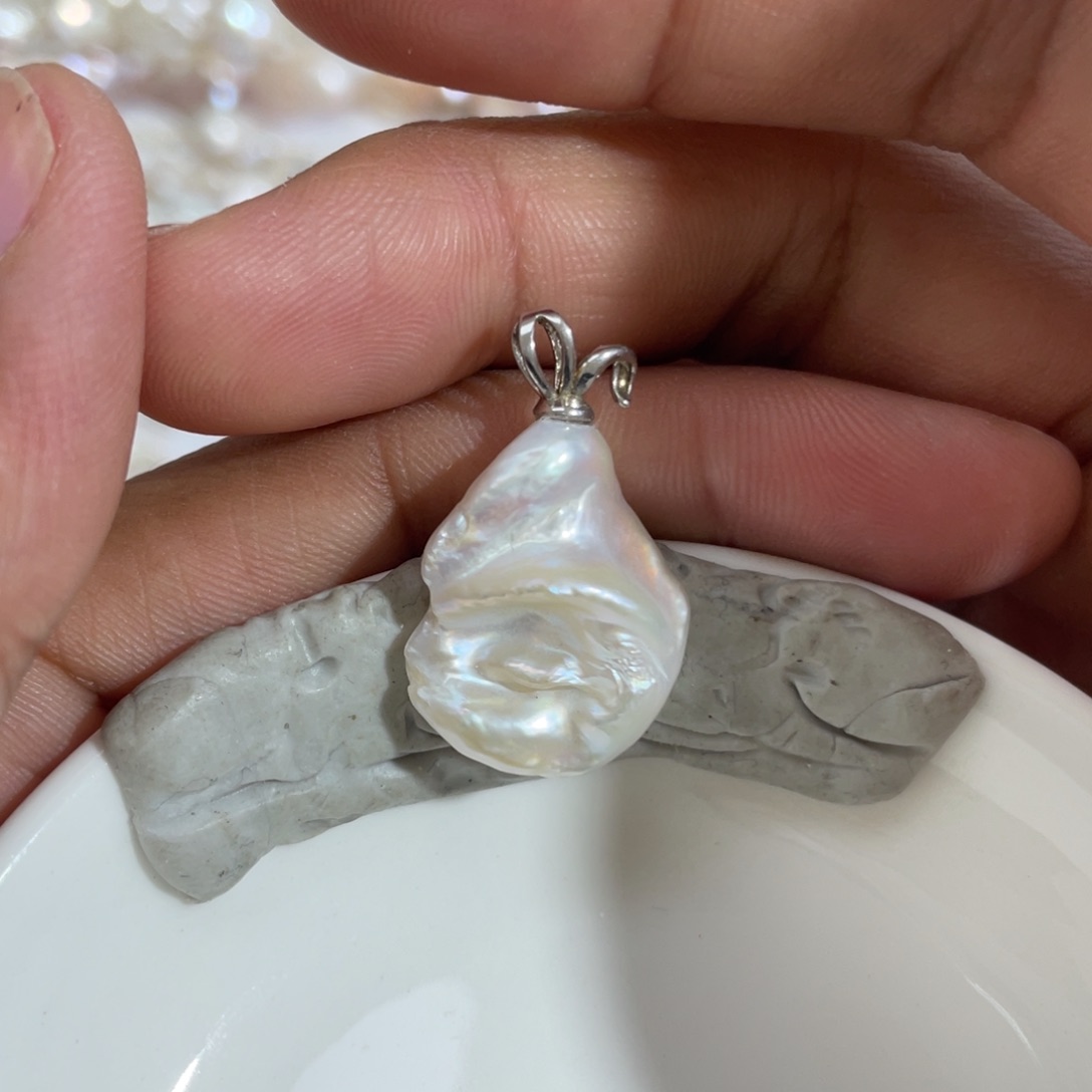 淡水珍珠吊坠(不含链)银S925镶嵌