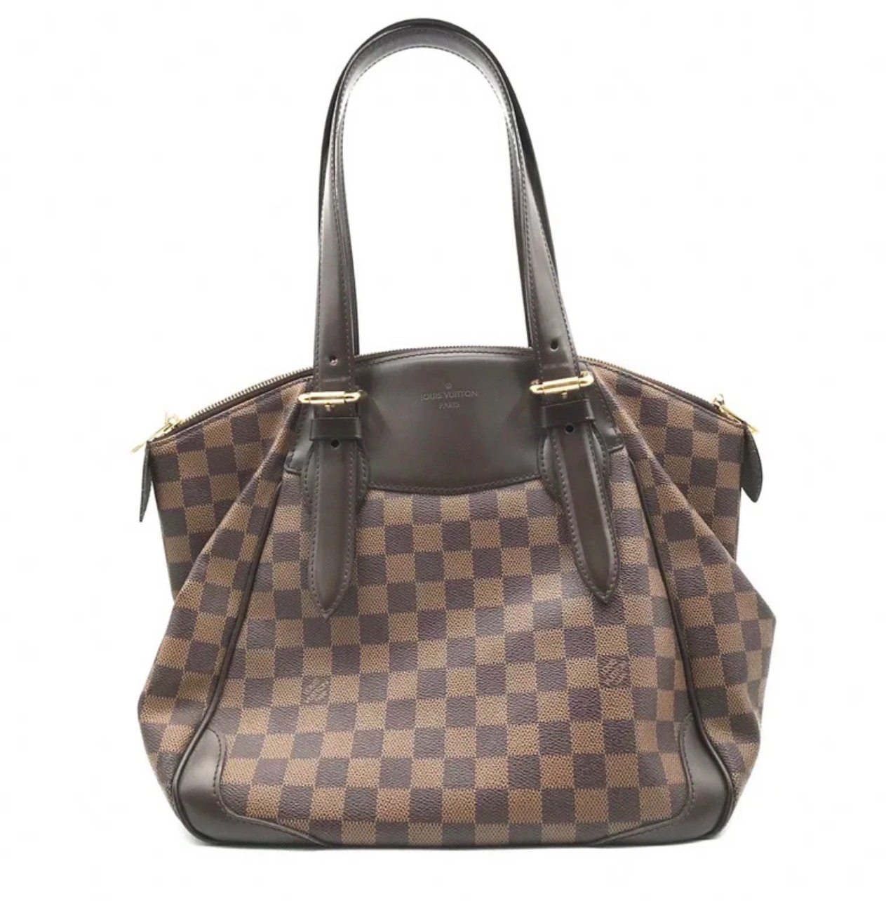 95新 LouisVuitton/路易威登 路易威登棕棋盘饺子单肩包