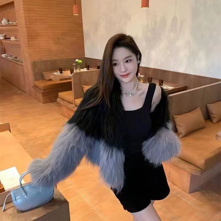 时尚洋气貉子毛编织50衣长