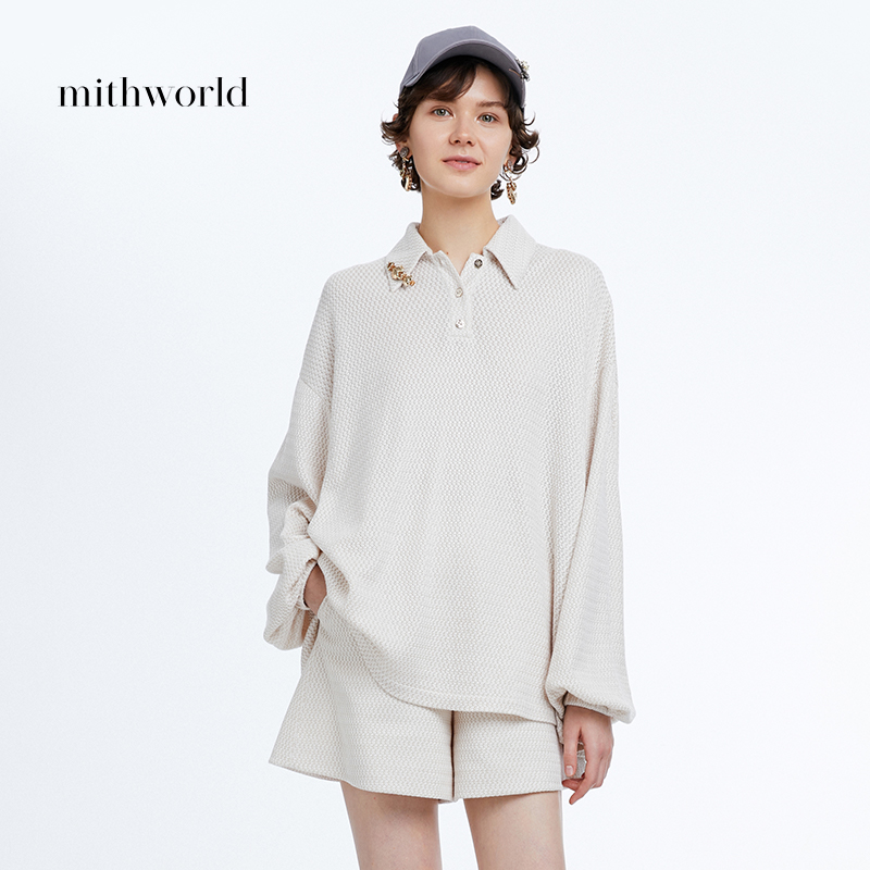 mithworld【商场同款】原创图案长袖POLO衫新款W3FSS5204W7A