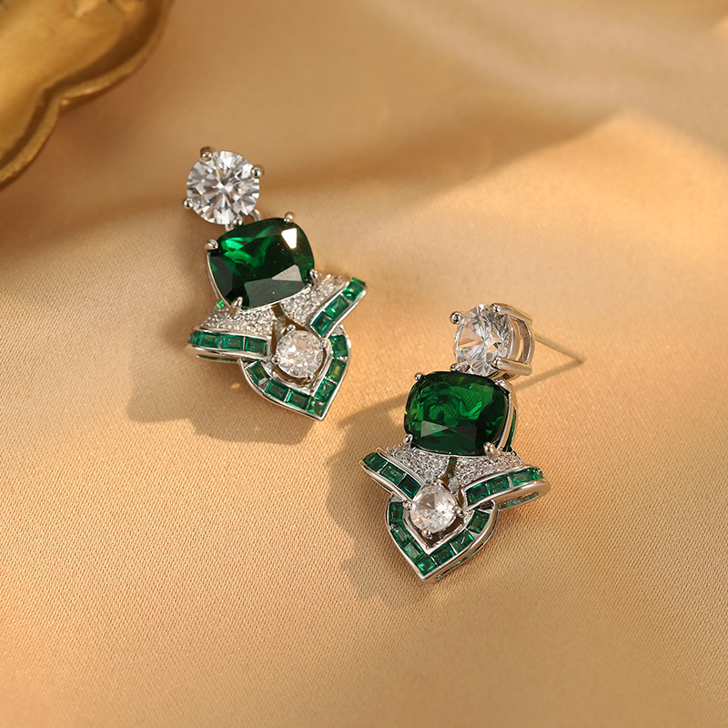 黄铜锆石耳饰 银针珍珠圆形花朵耳环中古vintage耳钉复古宫廷风