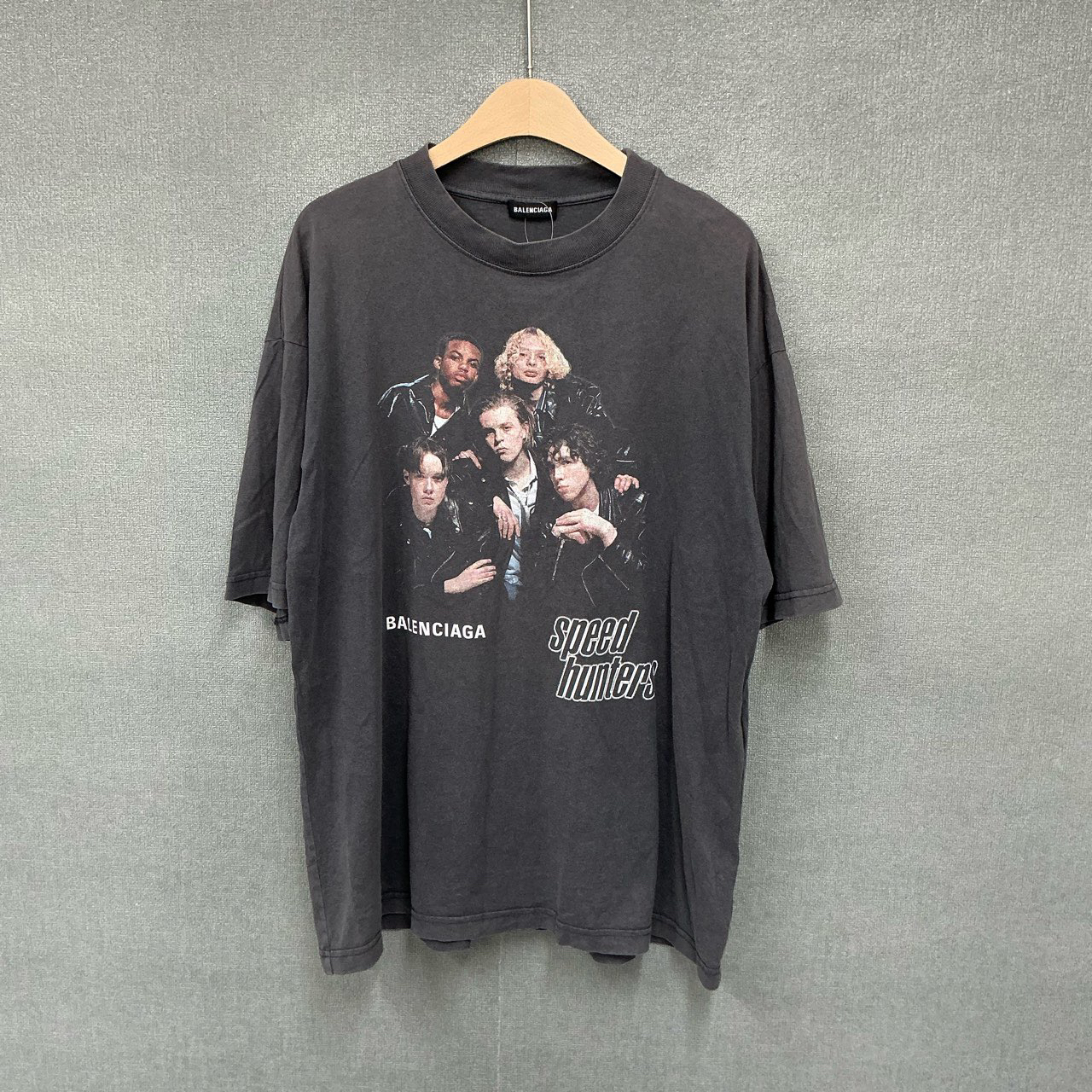 95新 Balenciaga/巴黎世家 乐队人像水洗做旧短袖T恤 95新xs码