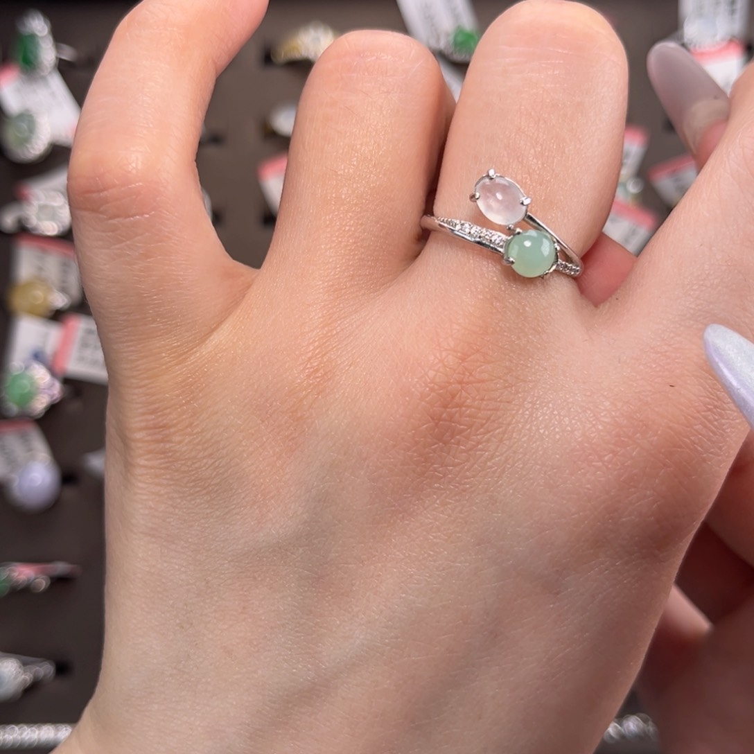 翡翠戒指银S925镶嵌66889