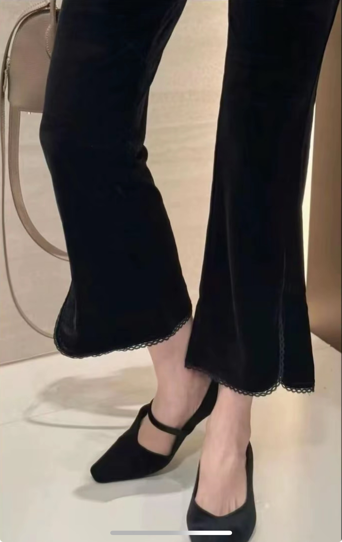 瘦腿裤王秋季新款新中式修身百搭休闲丝绒九分裤黑色
