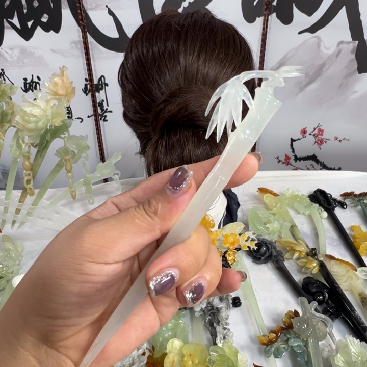定制蛇纹石玉毛货发饰