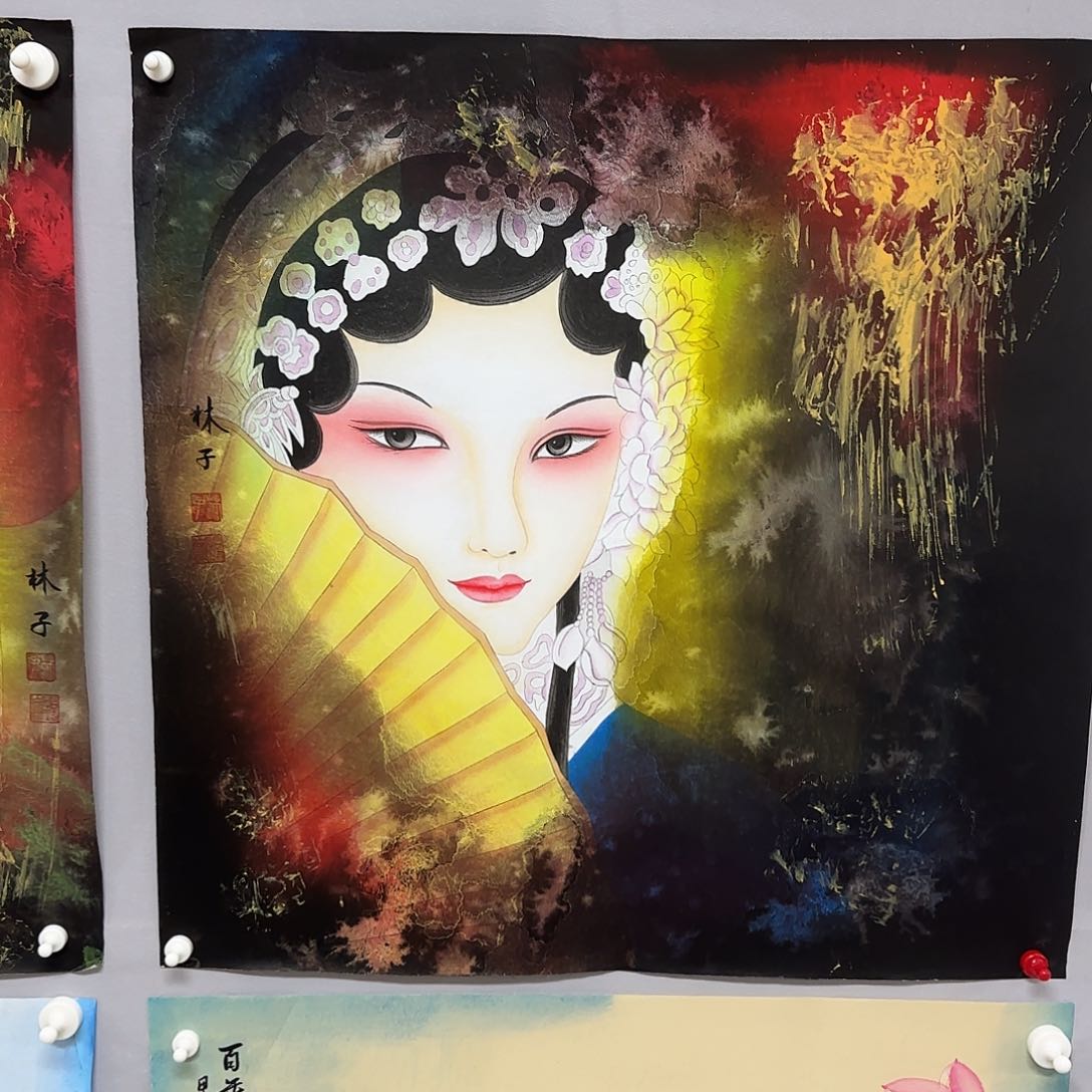 国画弯*尺寸70X70手绘作品