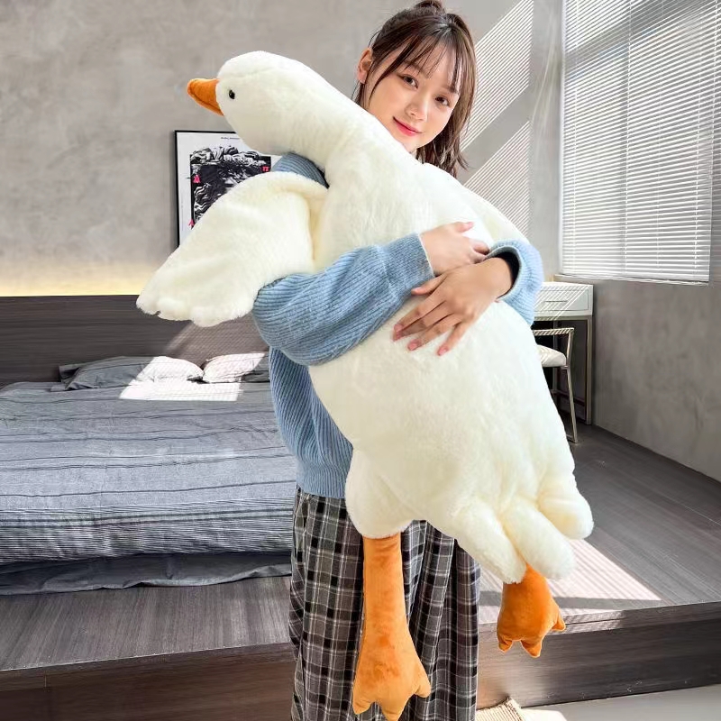 可爱卡通130cm大白鹅一个毛绒玩具抱枕可夹腿玩具超软哄睡玩具
