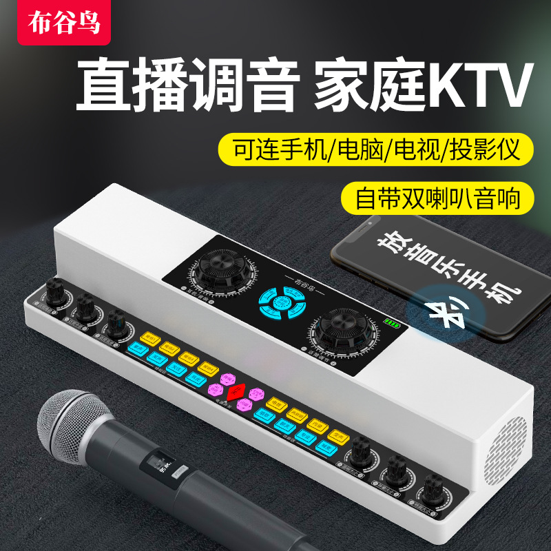 Y6声卡音响一体机布谷鸟直播录歌户外ktv蓝牙音响唱歌话筒专业