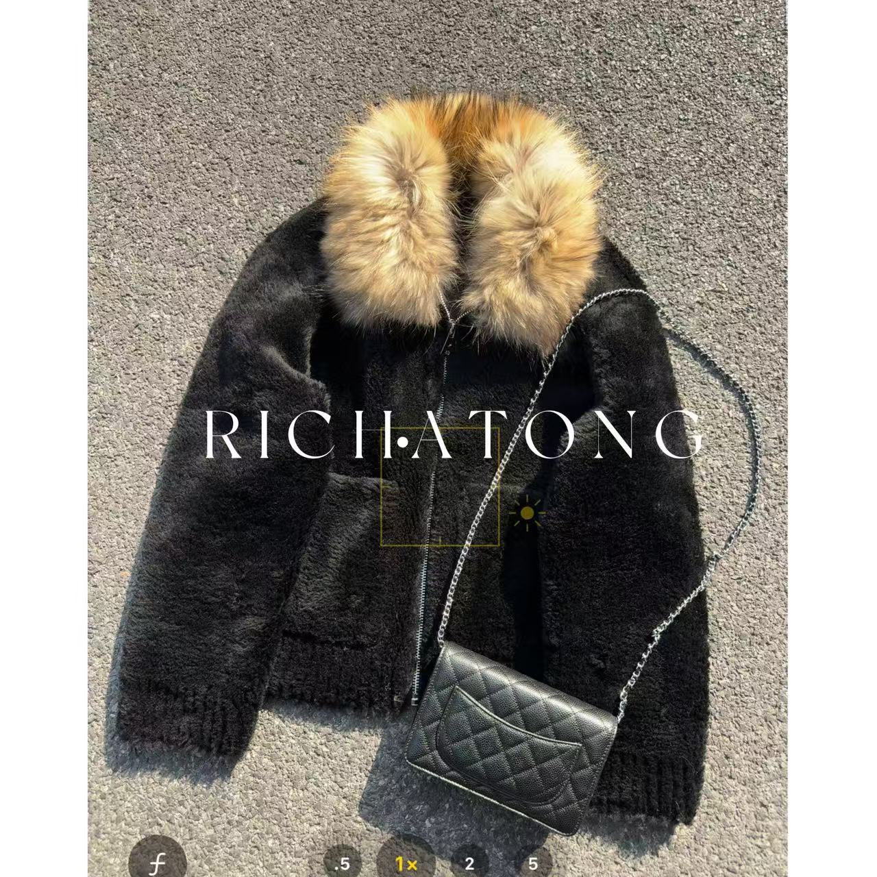 RICH ATONG.【戴安娜】-颗粒绒荃/初剪real羊毛拉链款外套1215-03