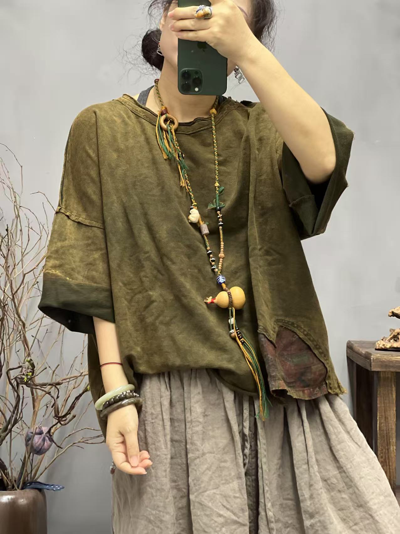 F30 568 夏季新品文艺百搭短款上衣女士T恤 胸围142长59