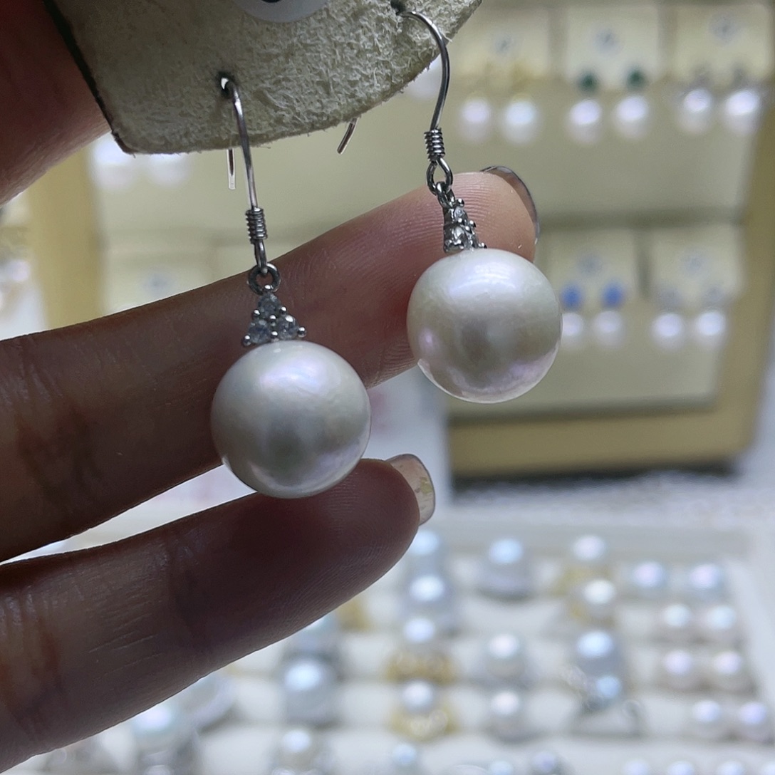 淡水珍珠耳饰银S925镶嵌