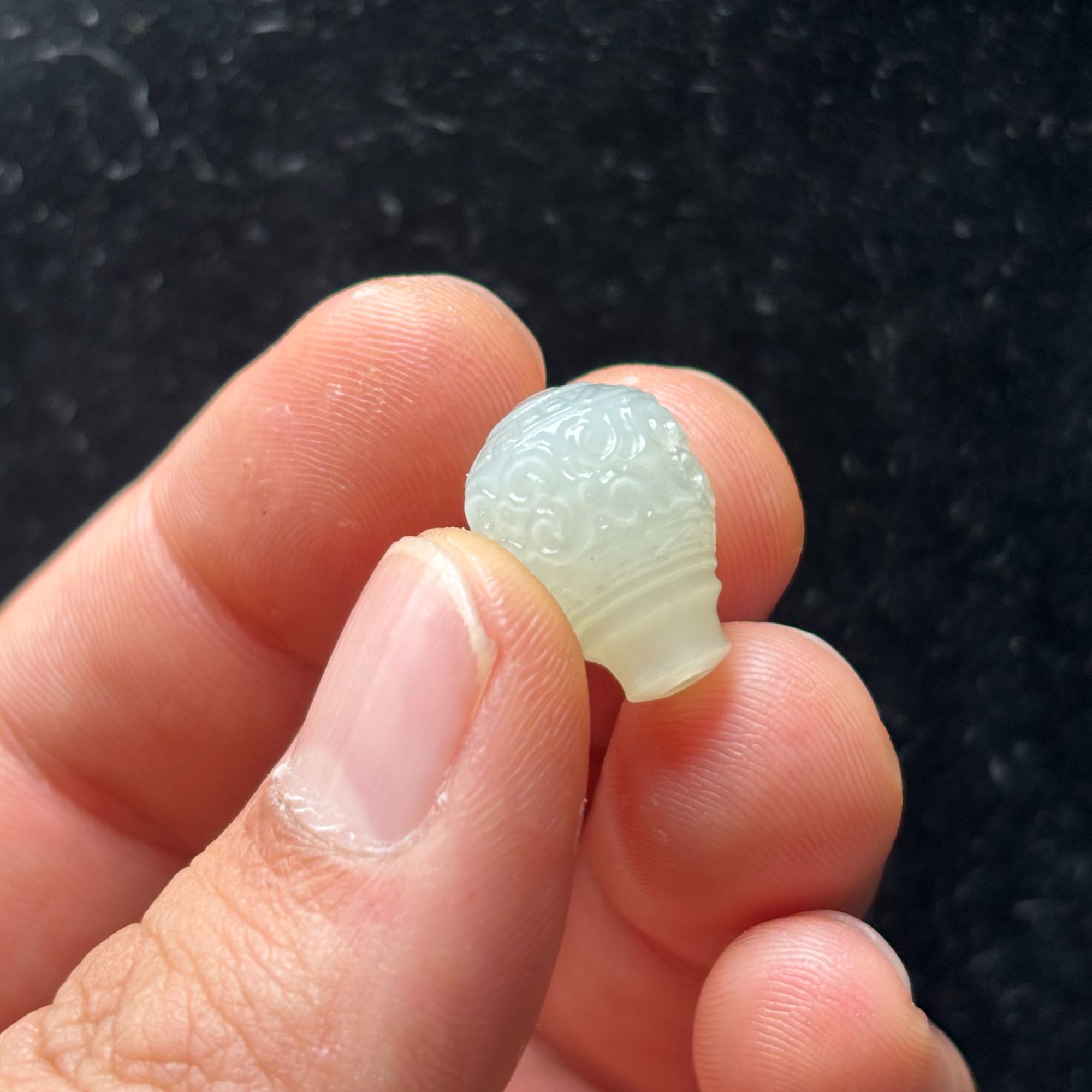 天然和田玉回纹三通 雕刻一体三通 文玩手持佛珠diy配饰 12mm