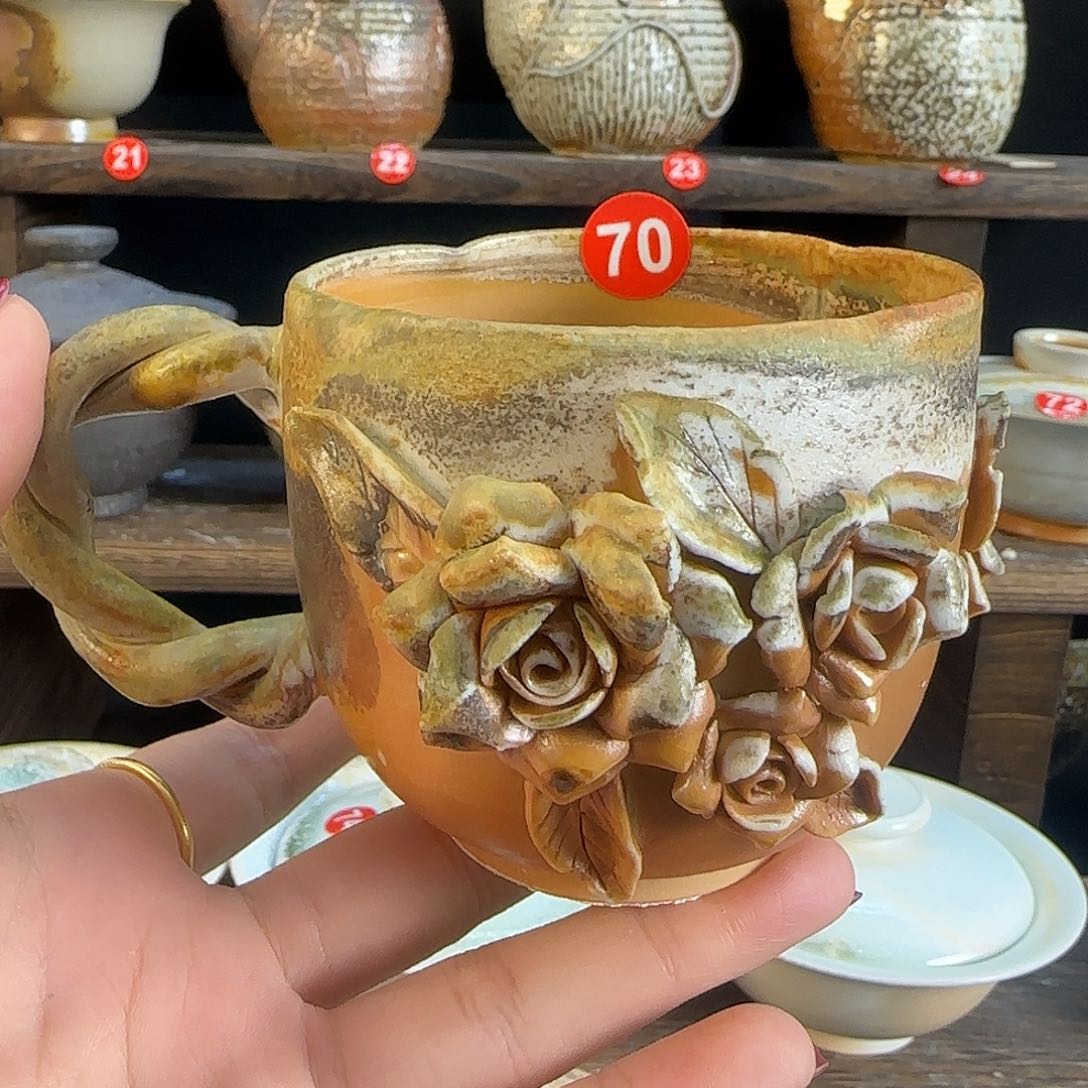 文枫堂纯手工柴烧花杯