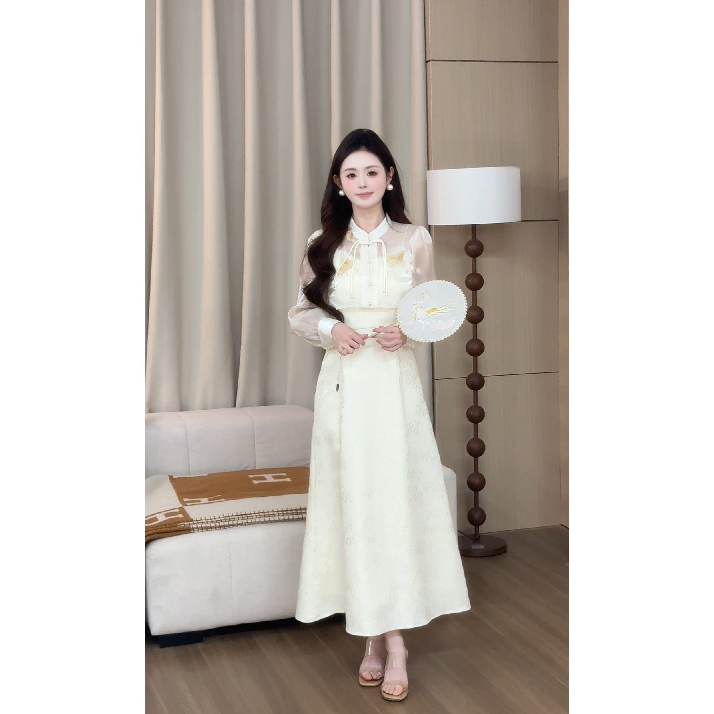 【上林赋】<77>新中式盘扣刺绣小衫+吊带连衣裙XMZH5770