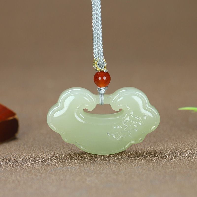 天然和田玉吊坠玉如意男女项链平安玉石祥云复古礼物挂件情侣礼物