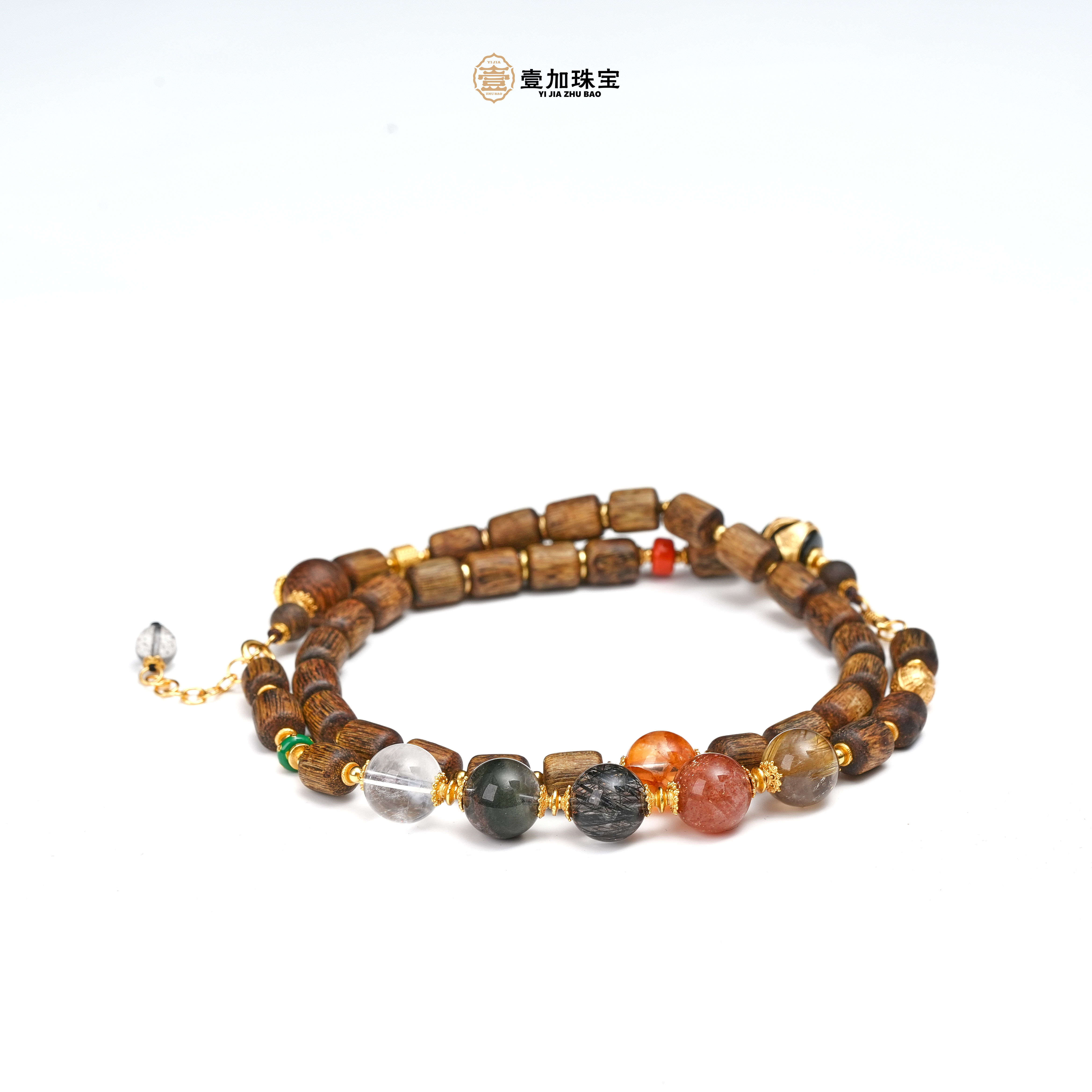沉香壹加小羊精选/沉香五行水晶多宝套链