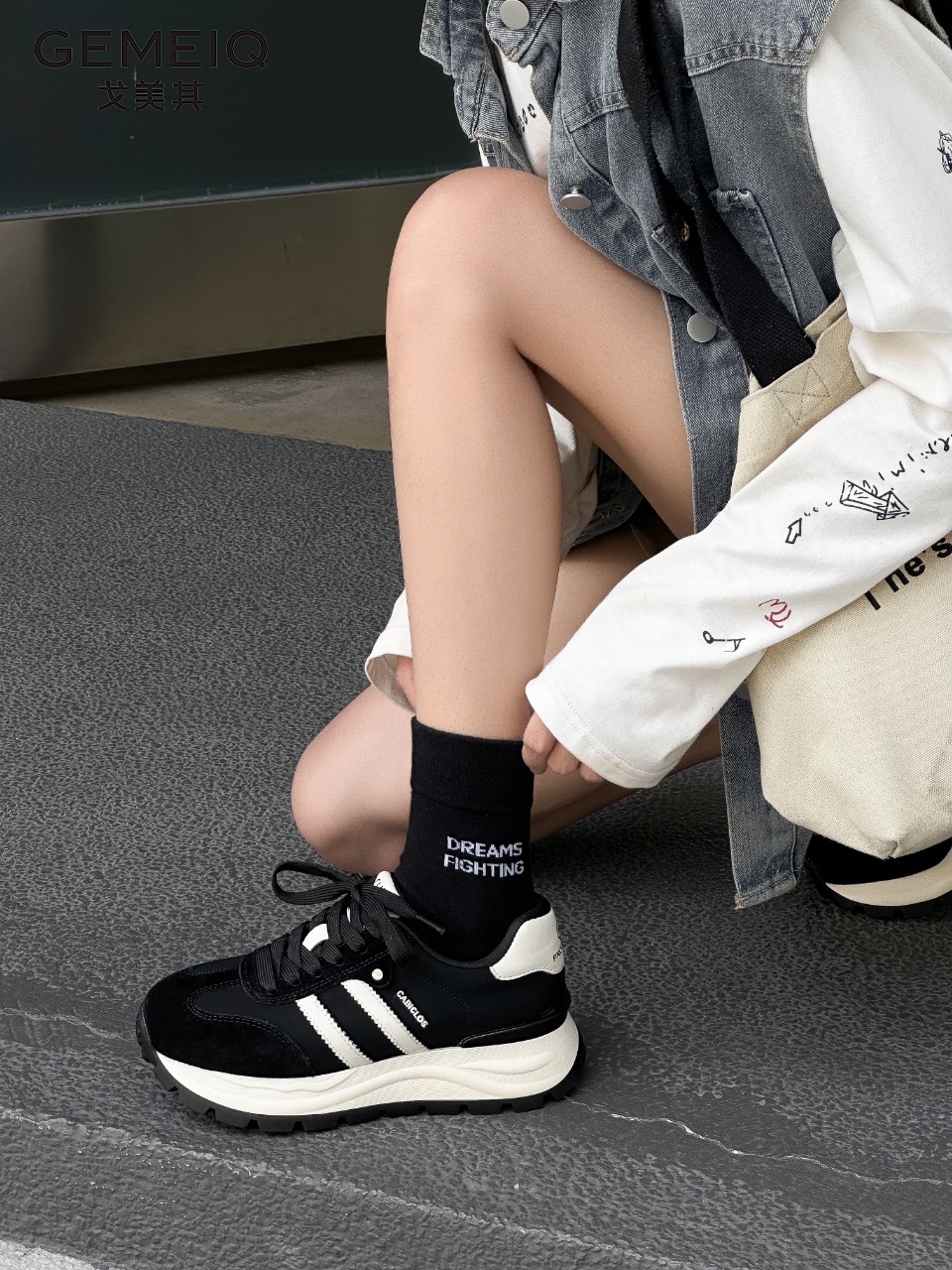 戈美其2024年秋季新款复古阿甘鞋厚底系带百搭时尚韩版390668223